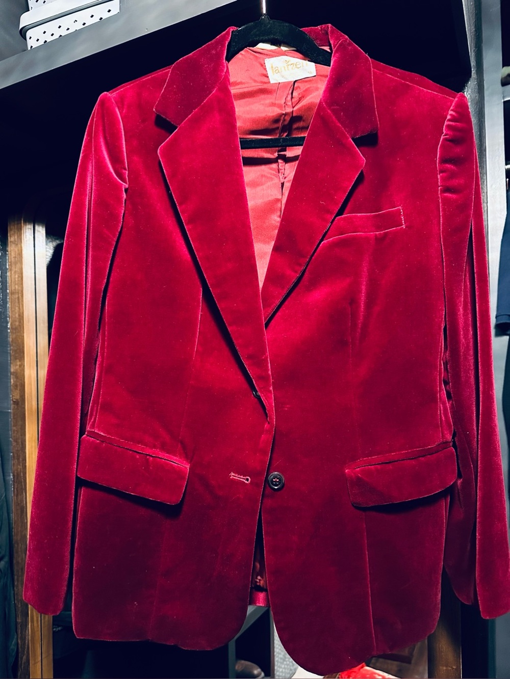 Vintage 50s-60s Janzten Gold label diving girl label Ruby Velvet Blazer size 14